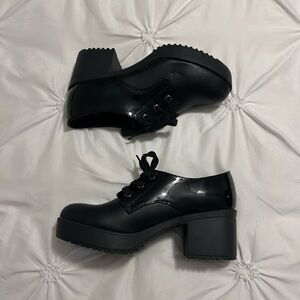 WANTED chunky black lace up heels